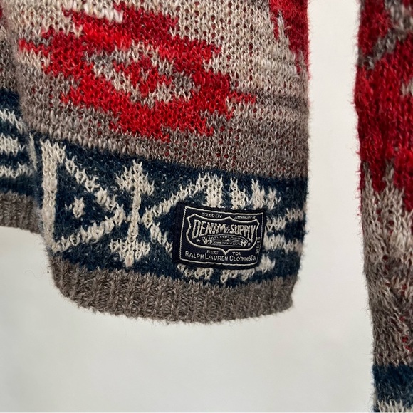 Denim & Supply Ralph Lauren Med Aztec Navajo southwest Knit Henley Sweater Polo - Picture 7 of 7